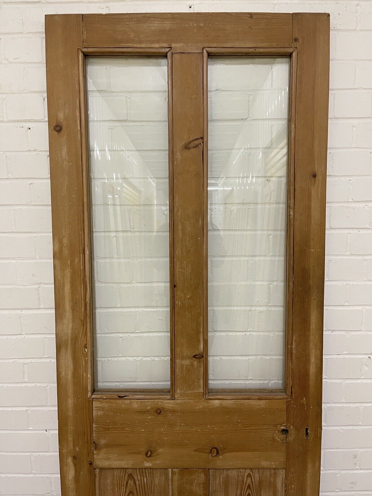 Vintage Reclaimed Victorian Pine Glass Panel Internal 4 panel Door 1956 x 755mm