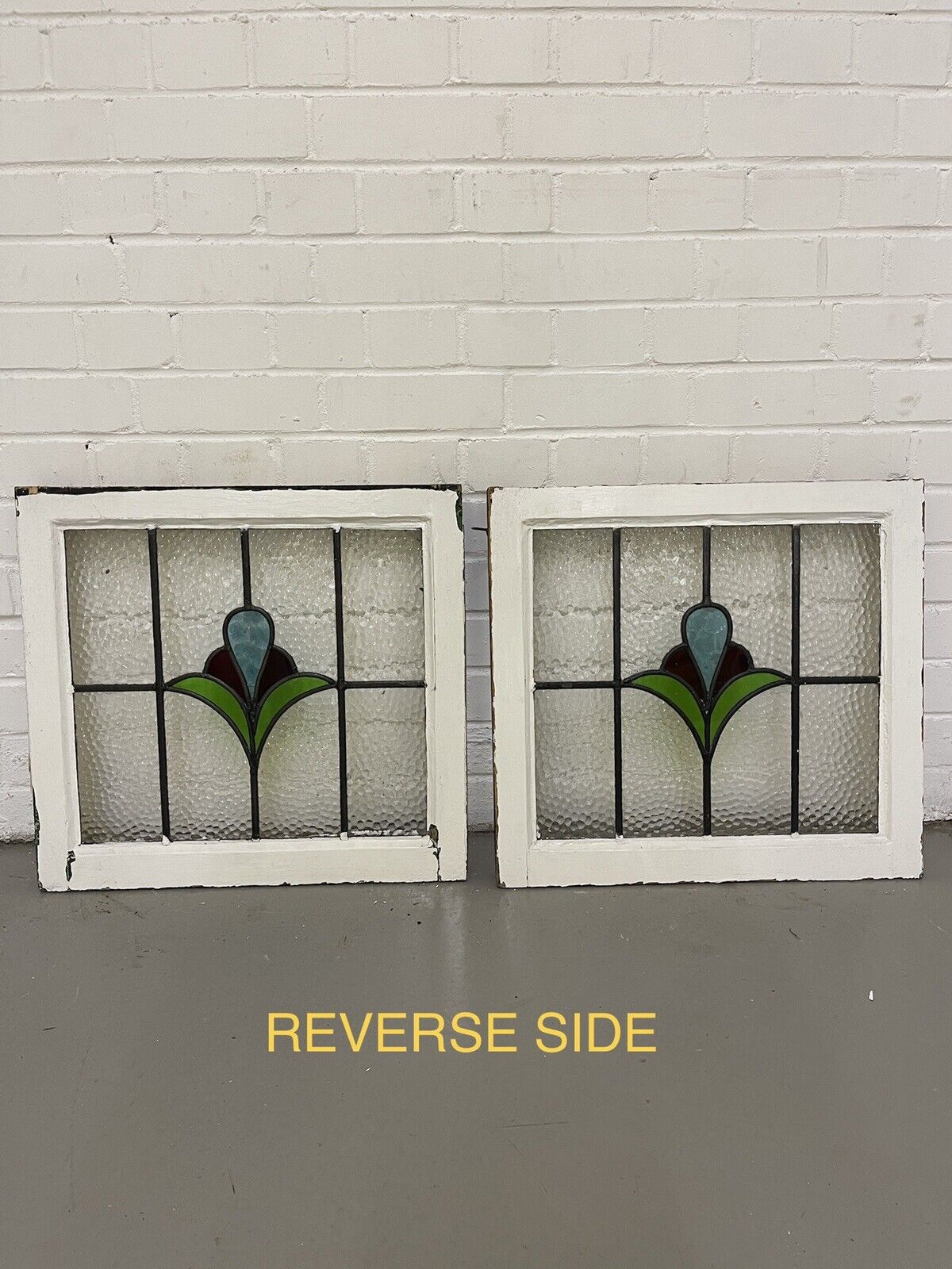 Reclaimed Leaded Light Stained Glass Art Nouveau Wooden Window Panel