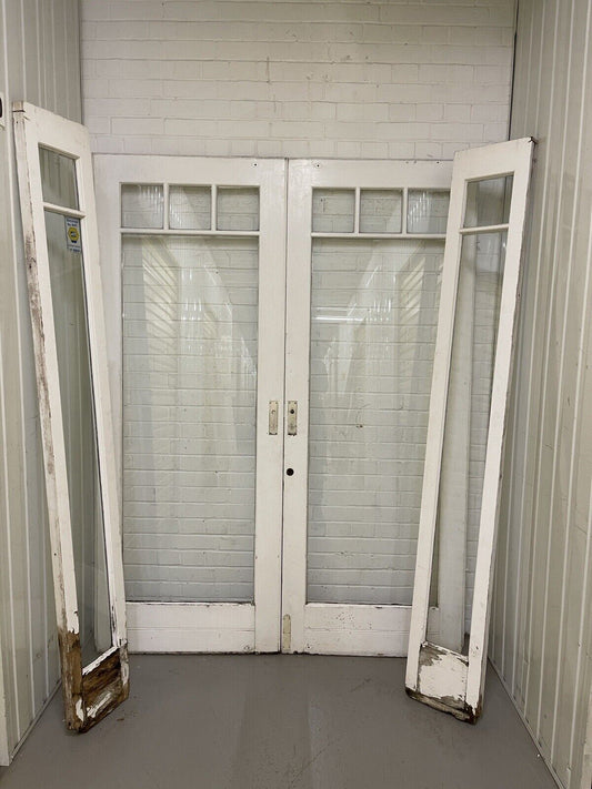 Reclaimed Old French Single panel Glass Wooden Double Doors  2150 x 1620mm