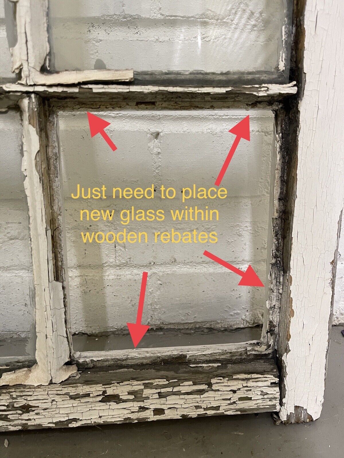 Reclaimed Old Georgian Arch Panel Wooden Sash Window 970 x 716mm