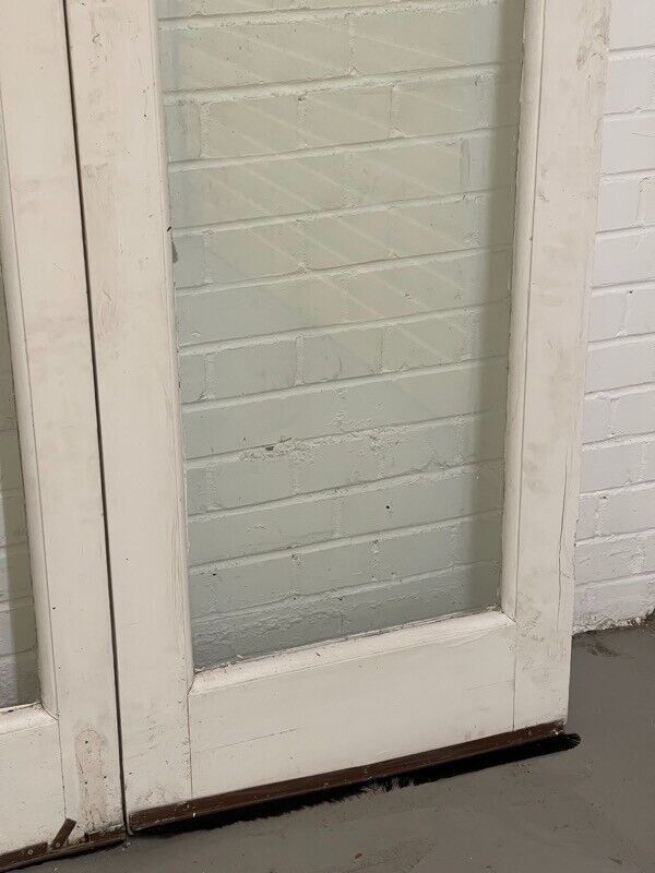 Reclaimed Old French Single Panel Glass Wooden Double Doors 1985 x 1173mm