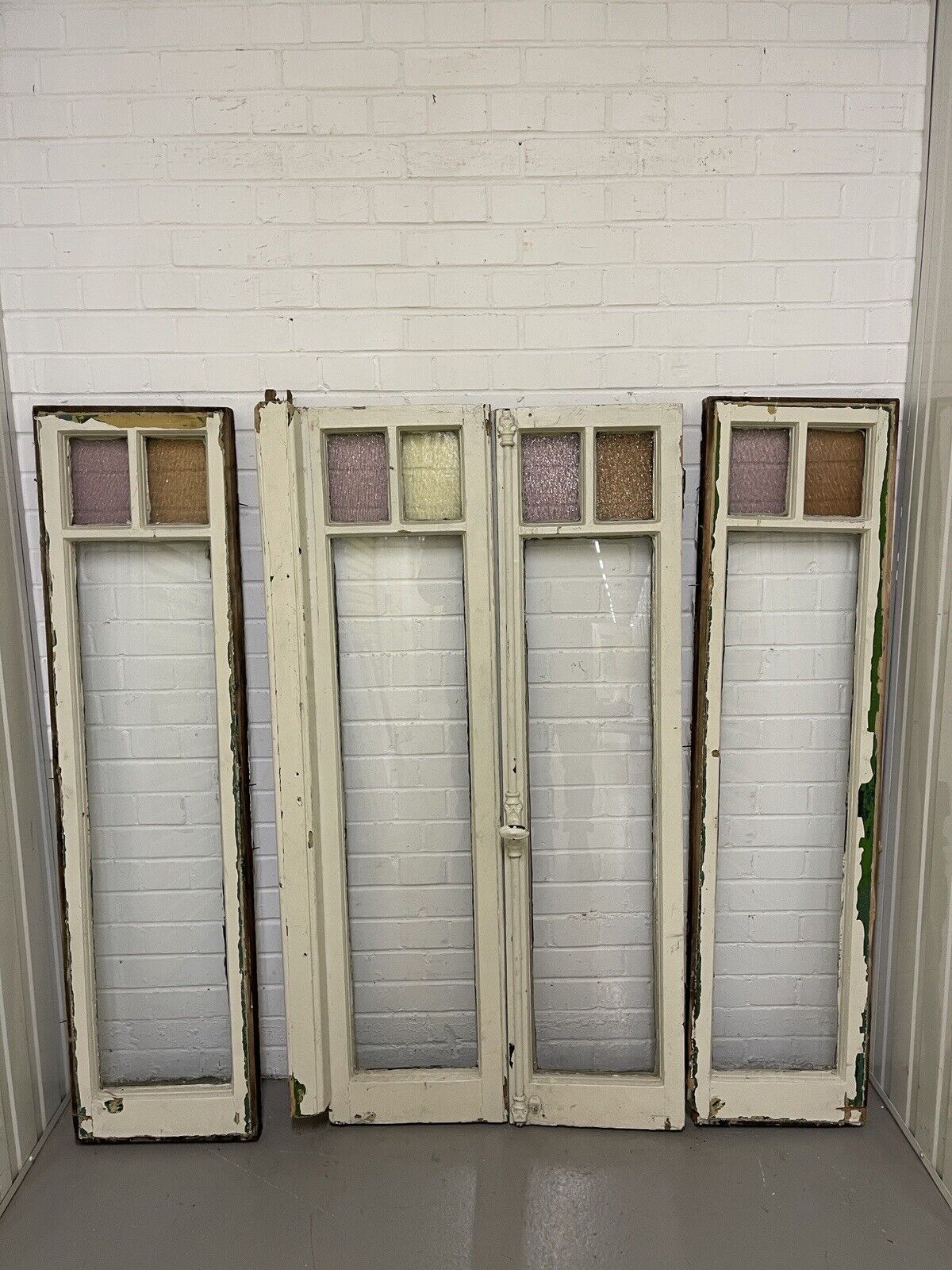 Reclaimed Old Georgian French Panel Wooden Windows With Side Panels