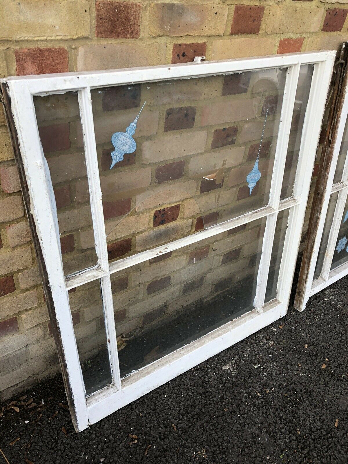 Pair Of Reclaimed Old Victorian Edwardian Wooden Panel Sash Window