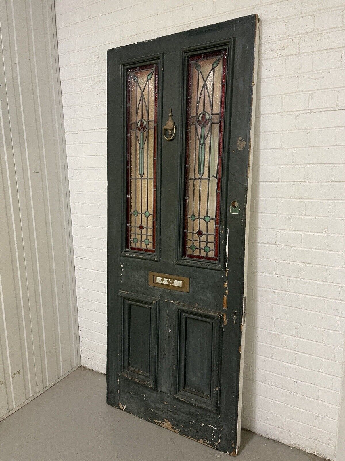 Reclaimed Victorian Stained Glass Wooden Front Door 2110 x 860mm