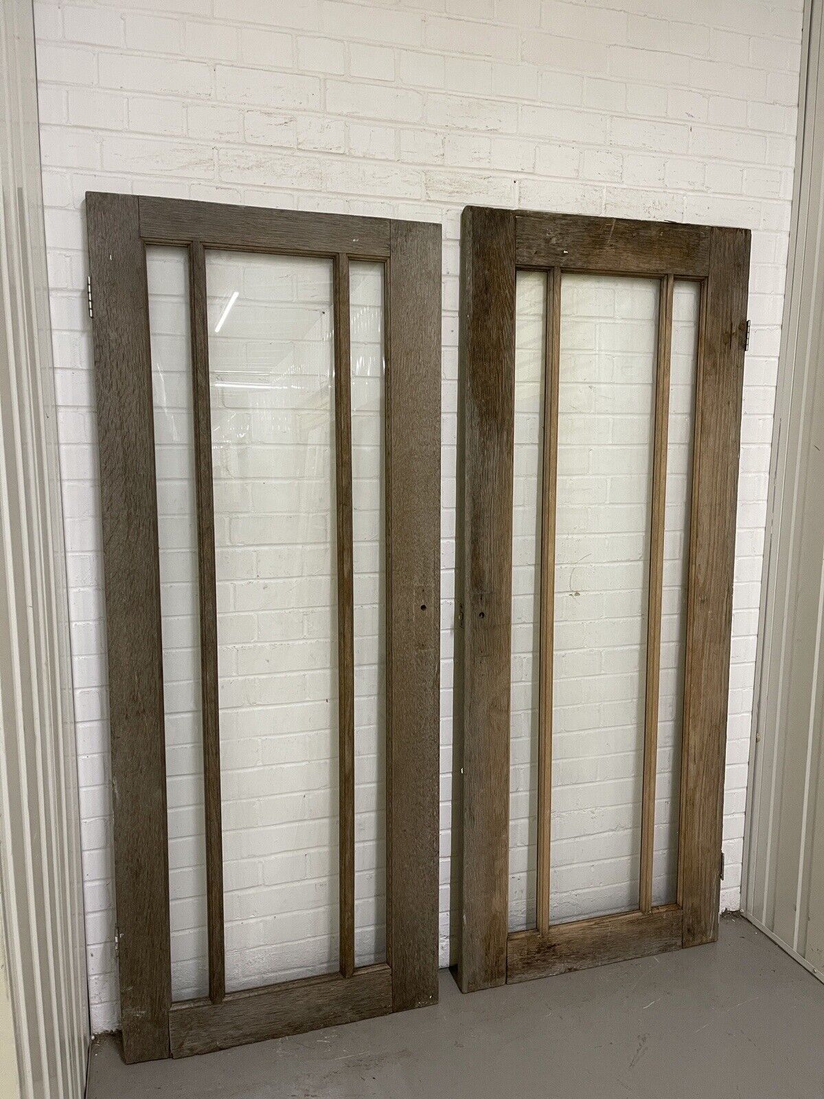 Pair Of Reclaimed Edwardian Wooden Panel External Doors 1870 x 743 1915 x 765mm