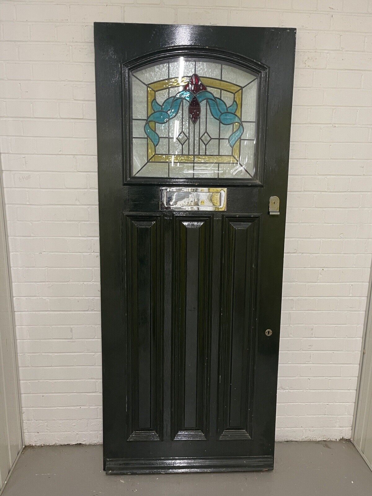 Reclaimed Style Edwardian Leaded Glass Wooden Panel Front Door 2073 x 860mm