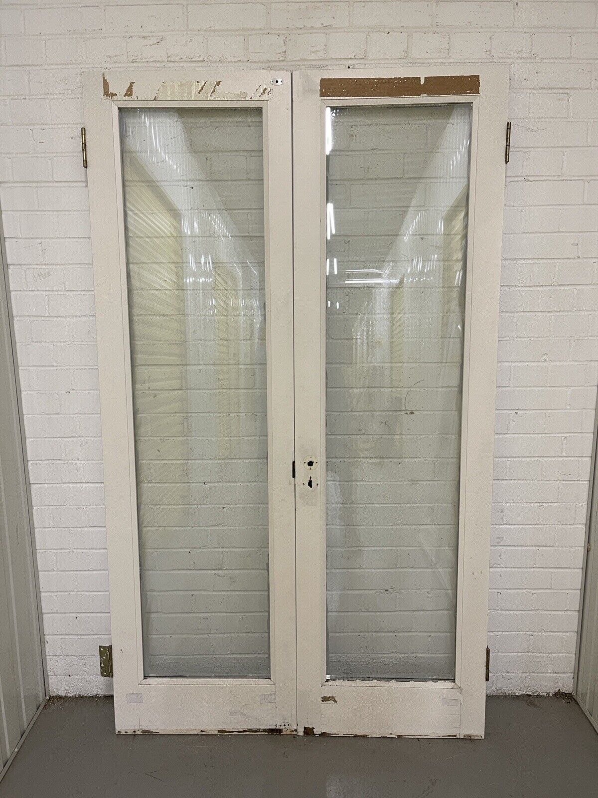 Reclaimed Old French Double Glazed Glass Wooden Double Doors 1975 x 1165mm