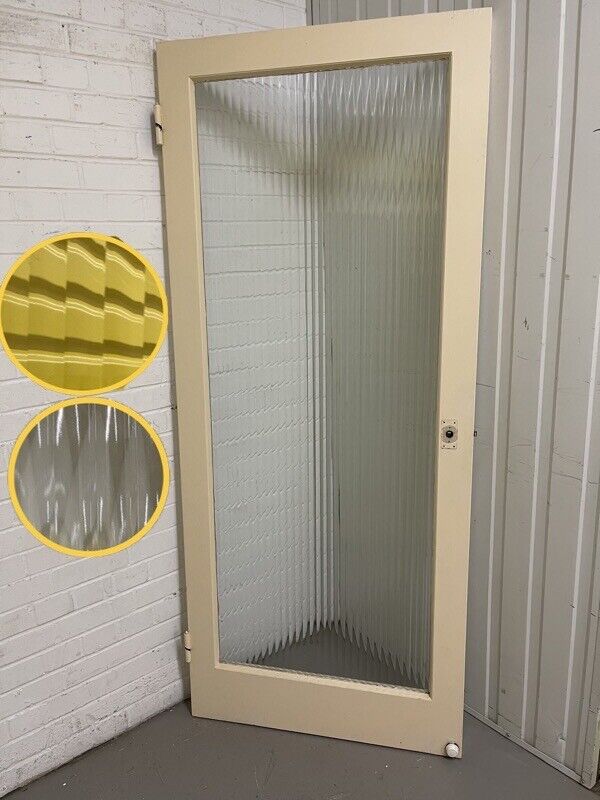 Reclaimed Reeded Glass Internal Or External Door 1975 or 1969 x 840mm