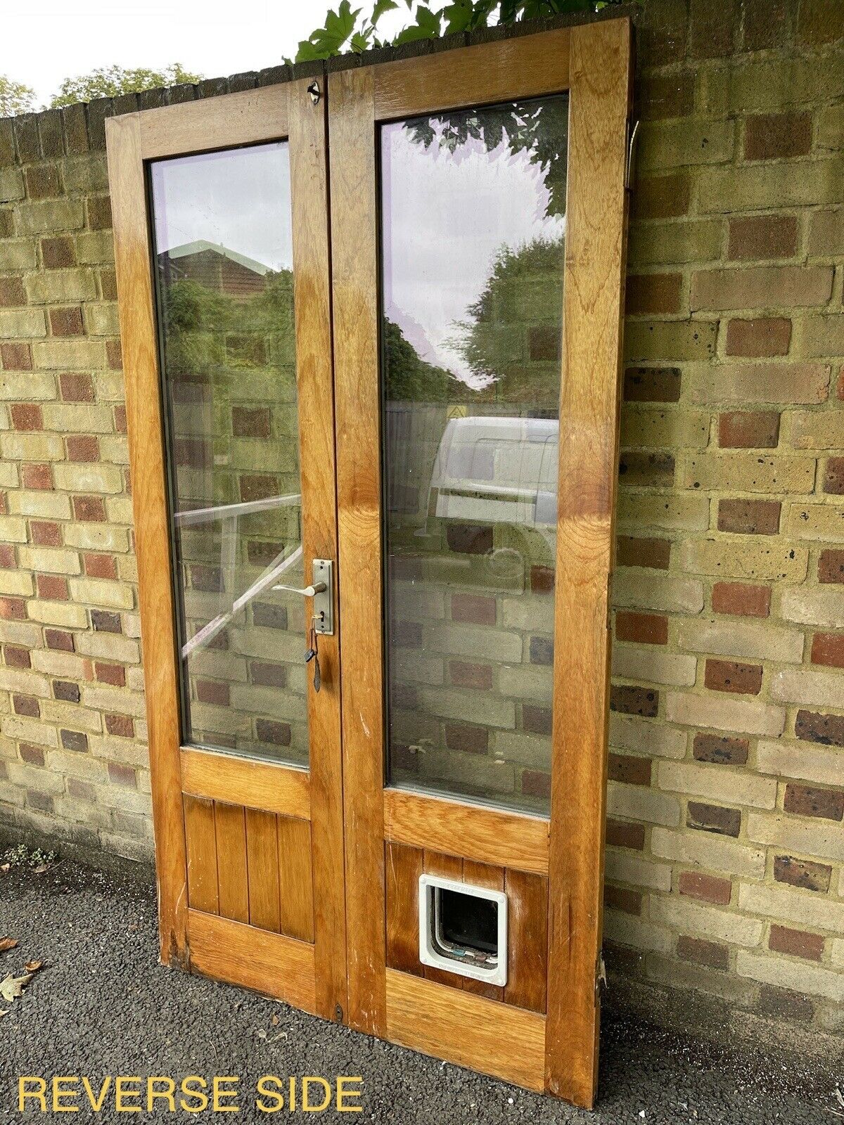 Reclaimed French Double Glazed Wooden Inter-locking Double Doors 1980 x 1105mm