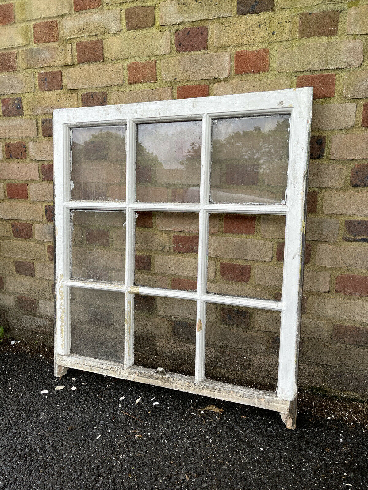 Reclaimed Old Georgian 9 Panel Wooden Window 835 x 935mm