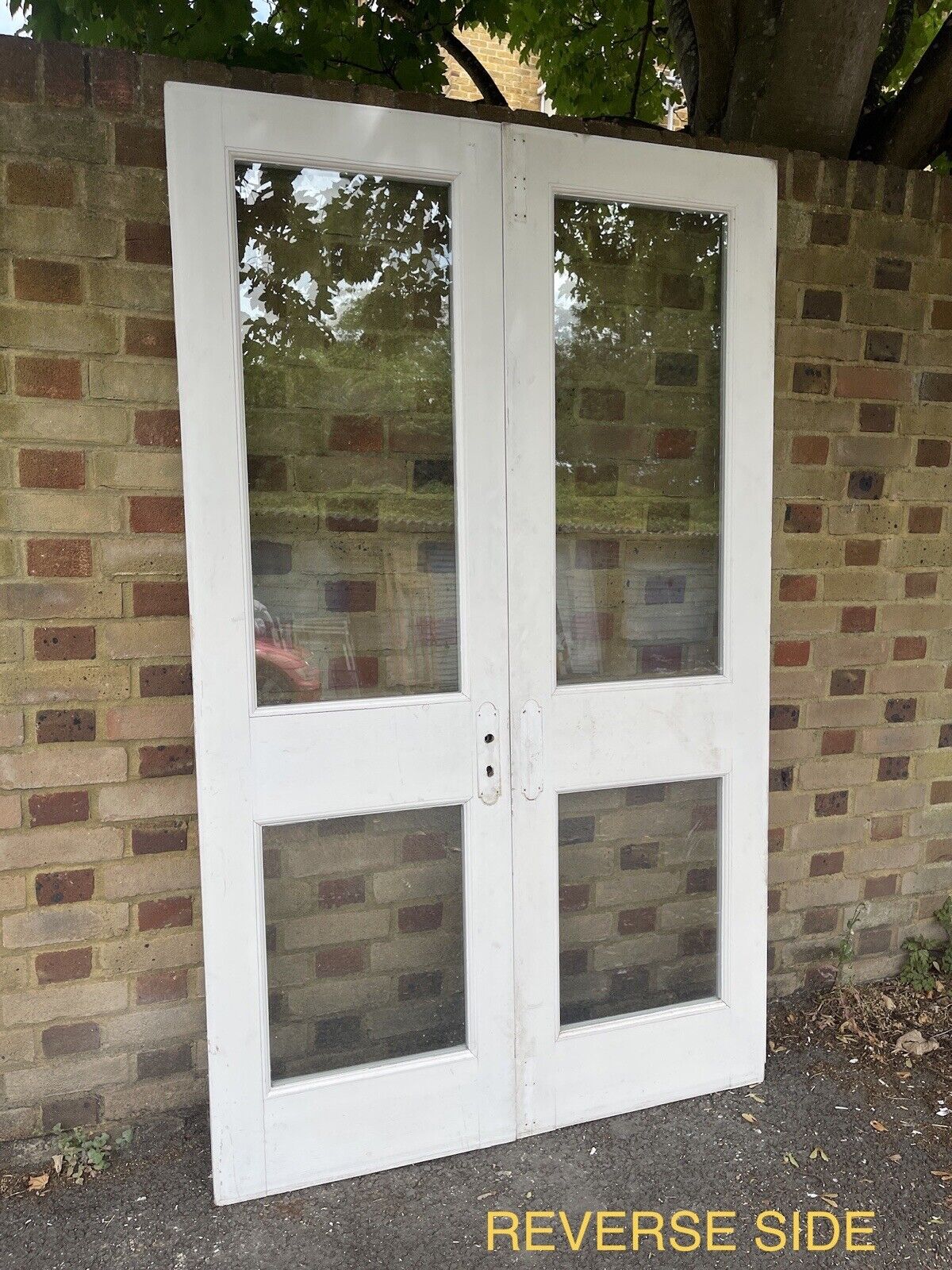 Reclaimed Old French Double Glazed Glass Wooden Double Doors 1970mm x 1190mm