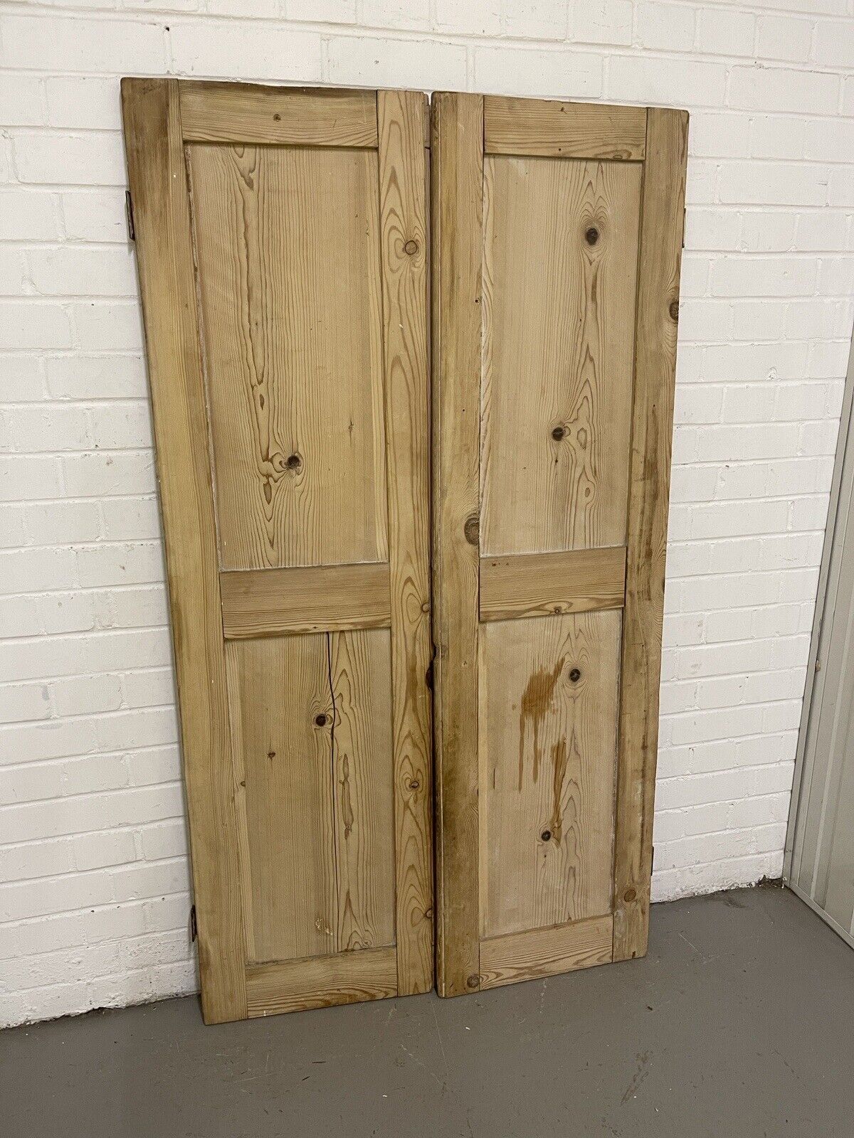 Pair Of Reclaimed Interlocking Victorian Pine  Alcove Cupboard Doors 1605 x 887