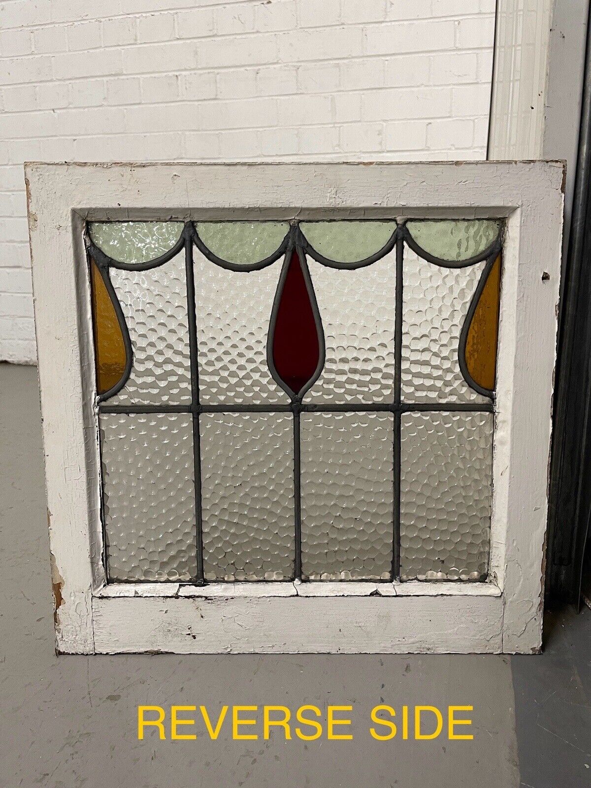 Reclaimed Leaded Light Stained Glass Window Panel 470 x 455mm