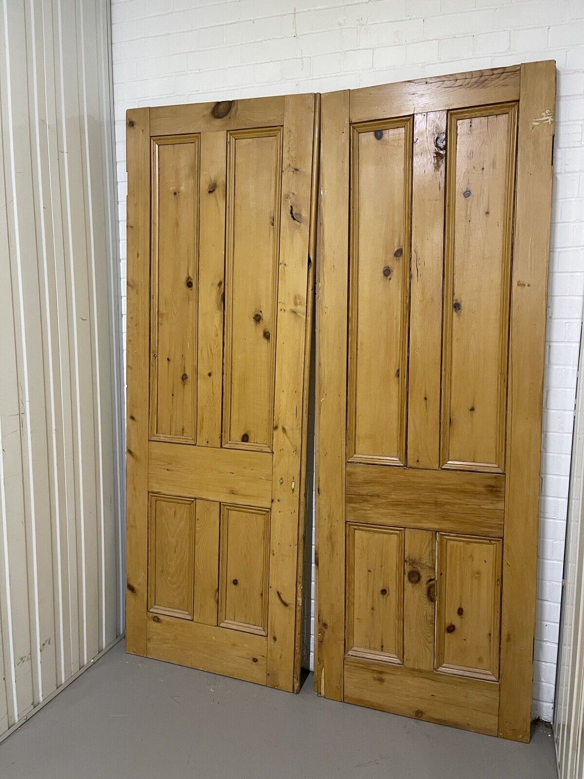 Reclaimed Victorian Pair French Pine Internal 4 panel Door 2250 or 2060 x 1567mm