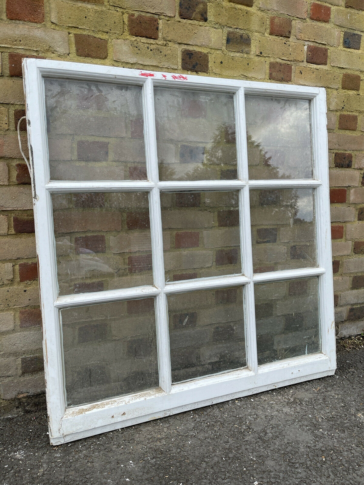 Reclaimed Old Georgian 9 Panel Wooden Window 1115mm Or 1085 x 1065mm