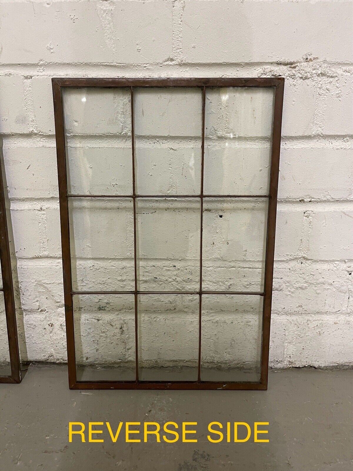 Pair Of Reclaimed Arts & Crafts Copper Window Glass Panes Panels 388 X 265mm