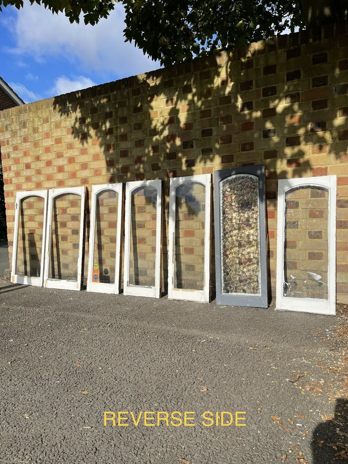 Job Lot Of Seven Reclaimed Old Edwardian Arch Wooden Sash Windows