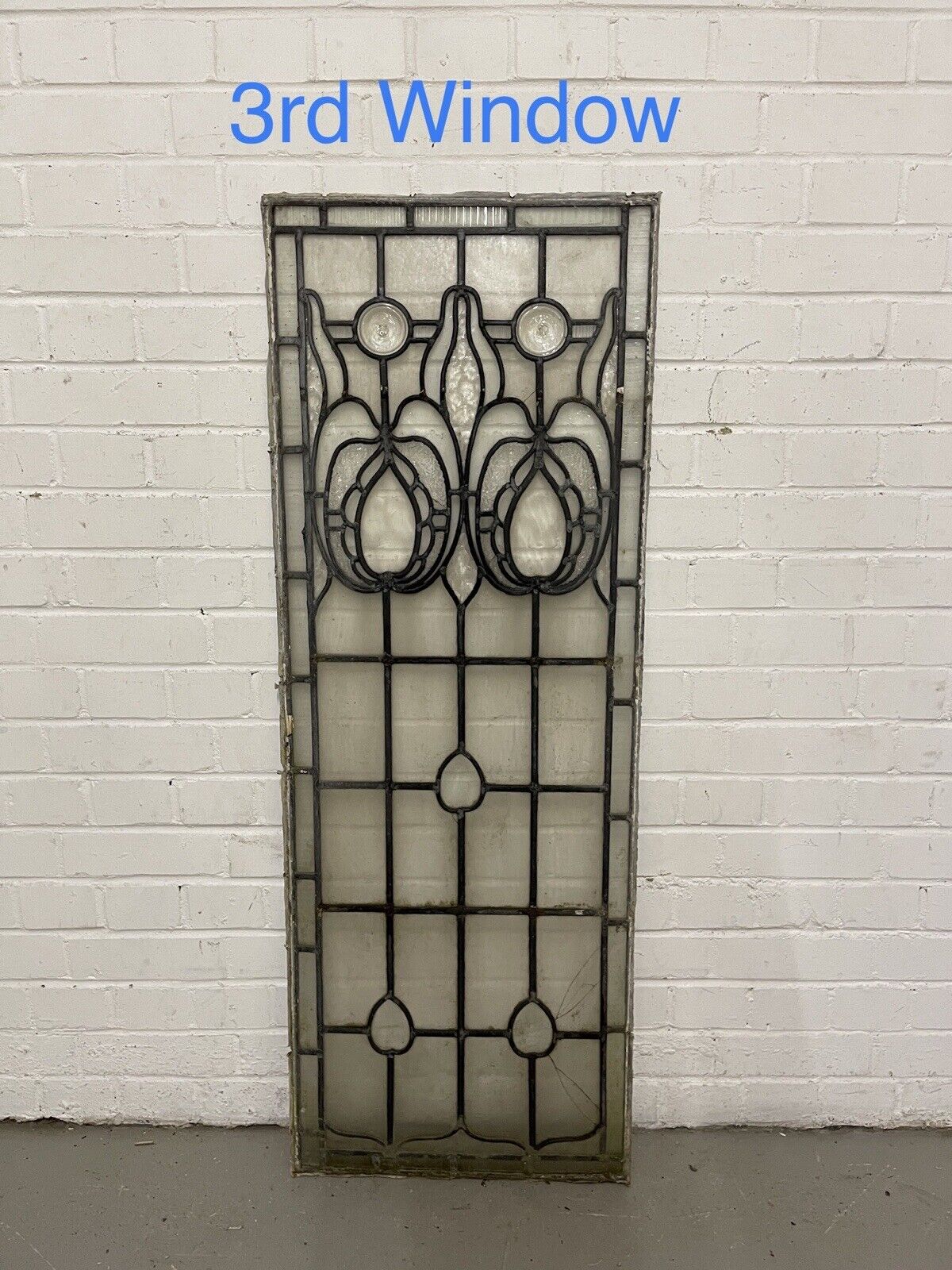 Four Reclaimed Leaded Light Stained Glass Art Nouveau Window Panel 1270 x 460mm