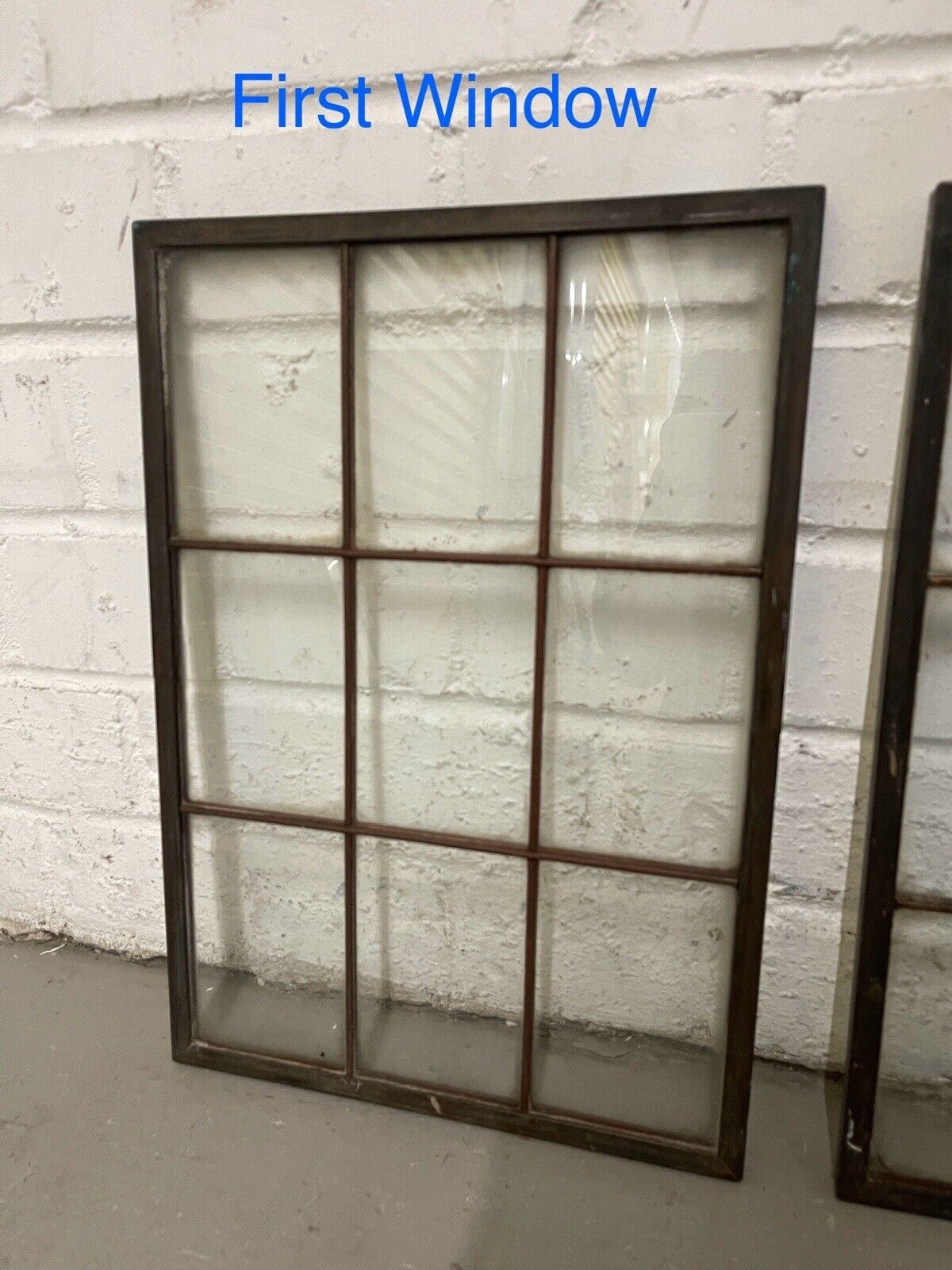 Pair Of Reclaimed Arts & Crafts Copper Window Glass Panes Panels 363mm x 255mm