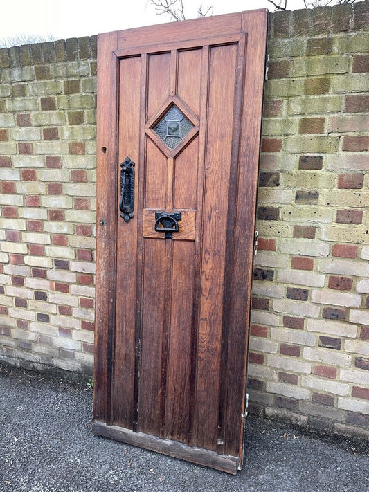 Reclaimed Edwardian Victorian Arts Craft Oak Wooden Front Door 2020 x 810mm