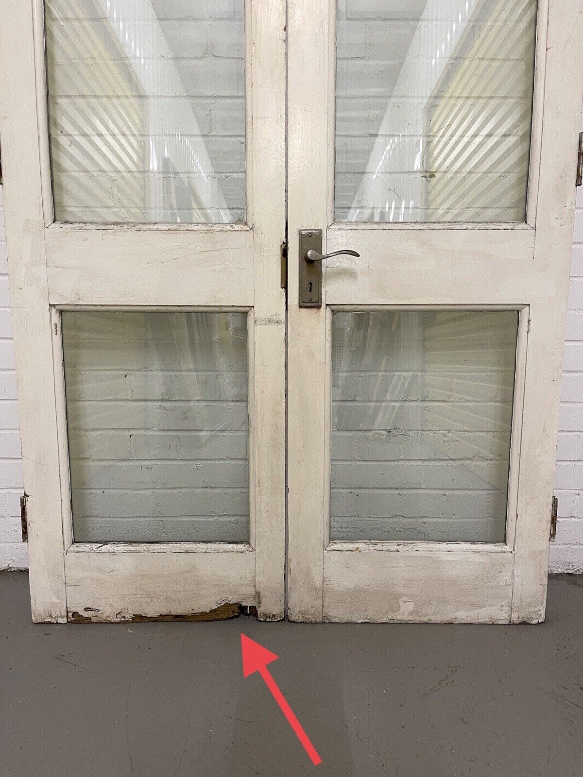 Reclaimed Old French Double Glazed Glass Wooden Double Doors 1170 x 1980mm