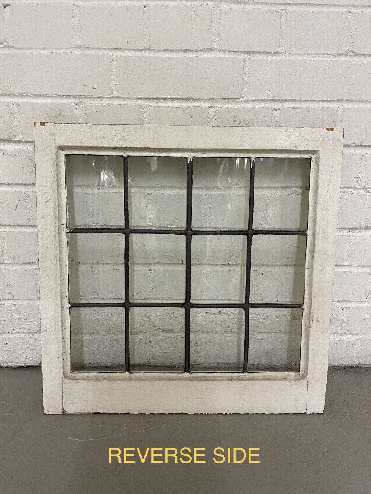 Pair Of Reclaimed Leaded Light Panel Wooden Windows 560 x 455 520 x 510mm