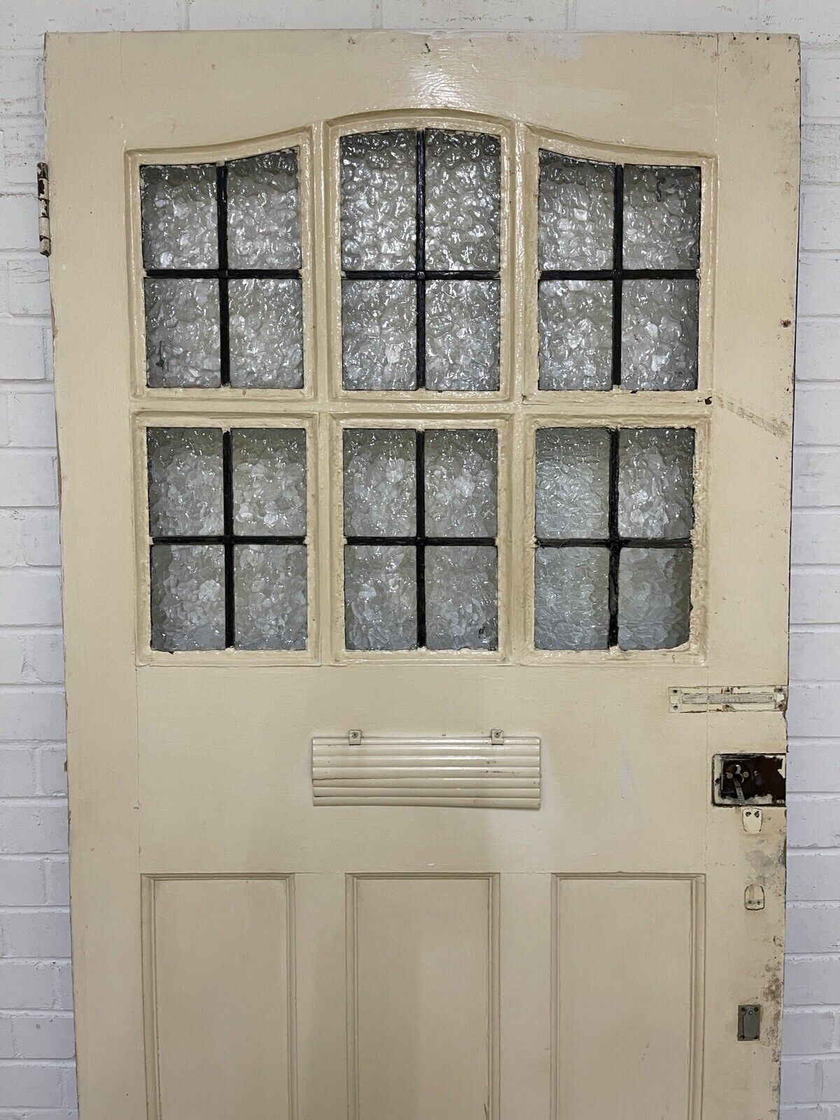 Reclaimed Old Victorian Edwardian Wooden Front Door Leaded Glass 2080mm x 860mm