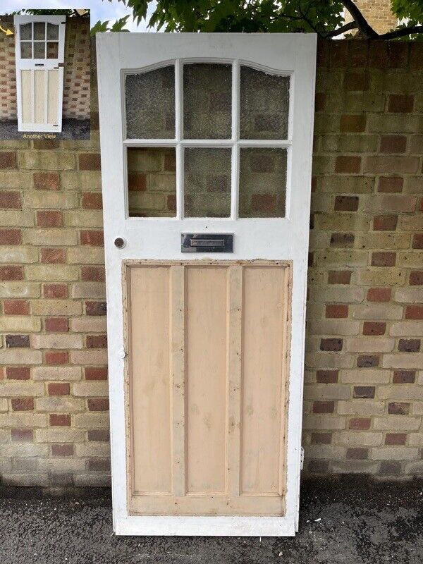 Reclaimed Old Edwardian Victorian Wooden Panel Front Door 2020mm x 810mm