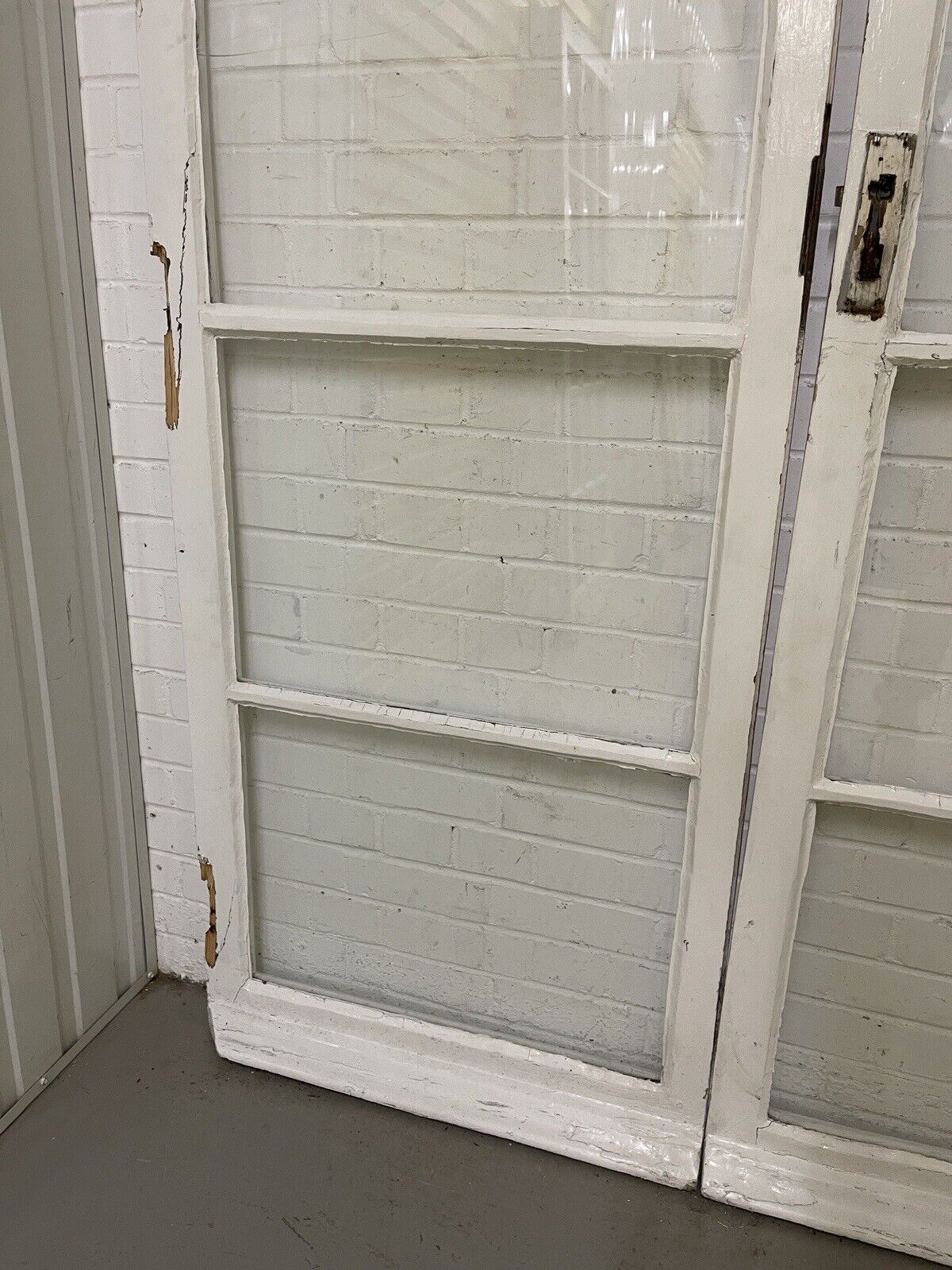 Reclaimed Georgian French Single Panel Glass Wooden Double Doors 2040 x 1490mm