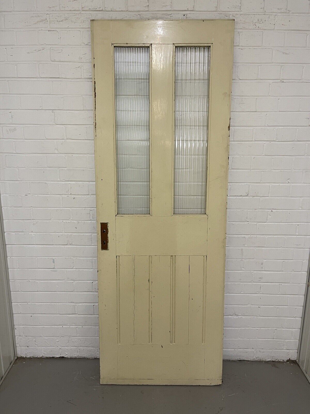 Reclaimed Reeded Glass Victorian Pine Internal 4 panel Door 1960 x 705mm