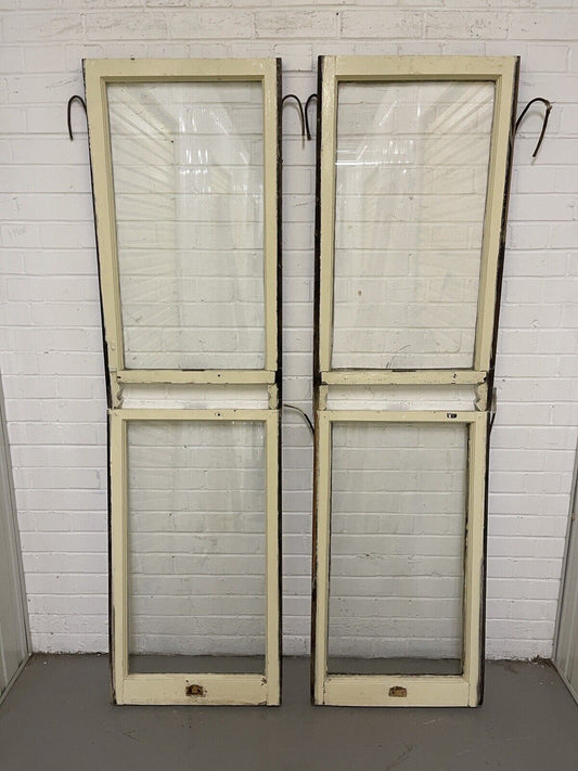 Two Pairs Of Reclaimed Old Victorian Panel Wooden Panel Sash Window