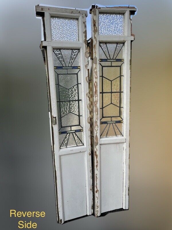Reclaimed Art Nouveau Stained glass Side Panels