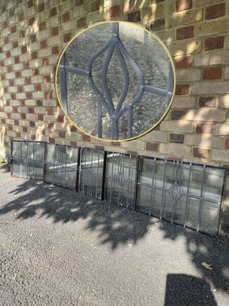 Job Lot Of Five Leaded Light Double Glazed Stained Glass Panes Panels