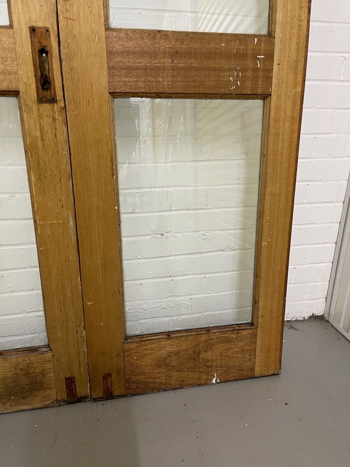 Reclaimed Old French Single Panel Glass Wooden Double Doors 1980 x 1163mm