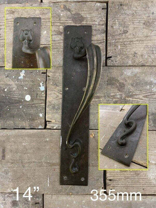 Reclaimed Old Art Nouveau Phosphor Bronze Door Pull Handle 355mm or 14 inches