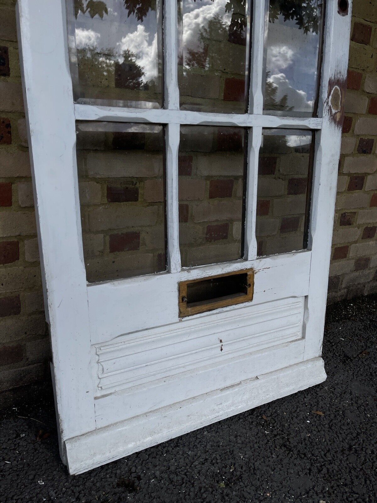 Reclaimed Georgian Oak Wooden Panel Bevelled Glass External Door 2125 x 906mm