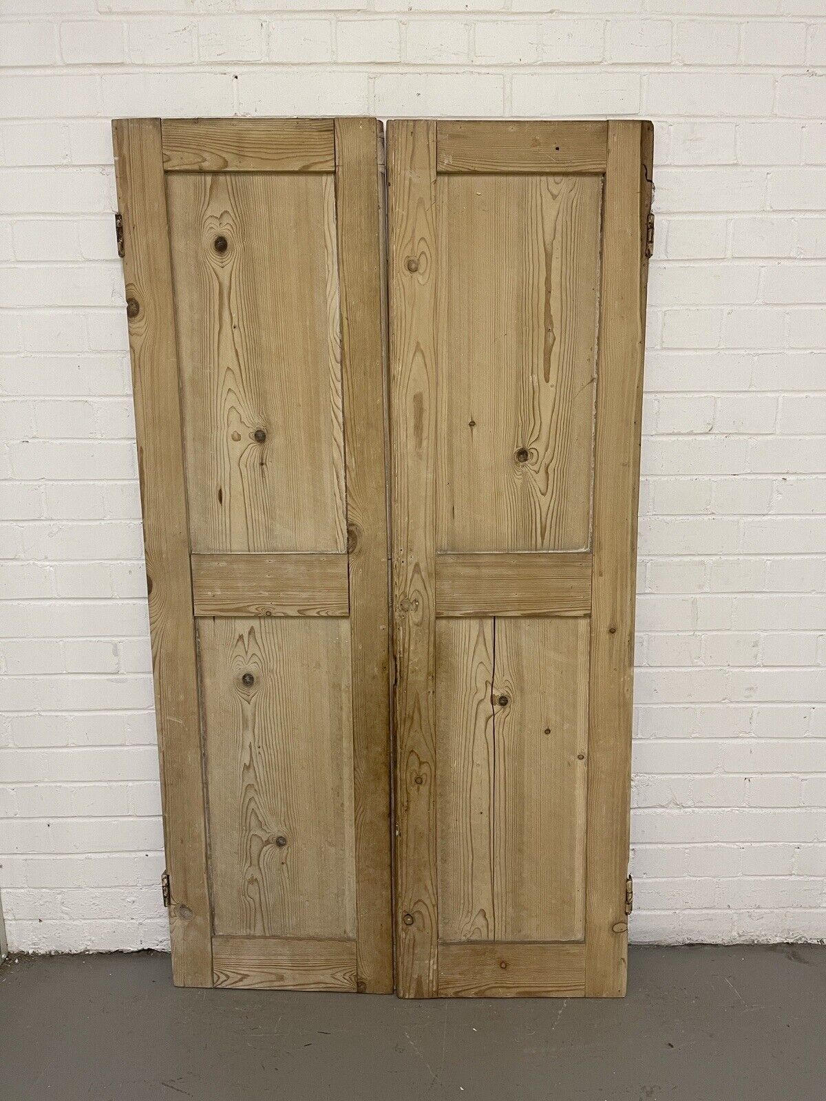 Pair Of Reclaimed Interlocking Victorian Pine  Alcove Cupboard Doors 1605 x 887