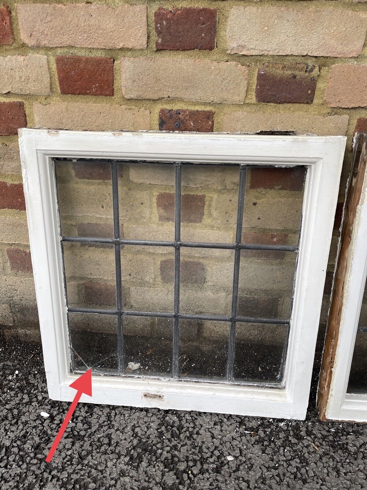 Pair Of Reclaimed Leaded Light Panel Wooden Windows