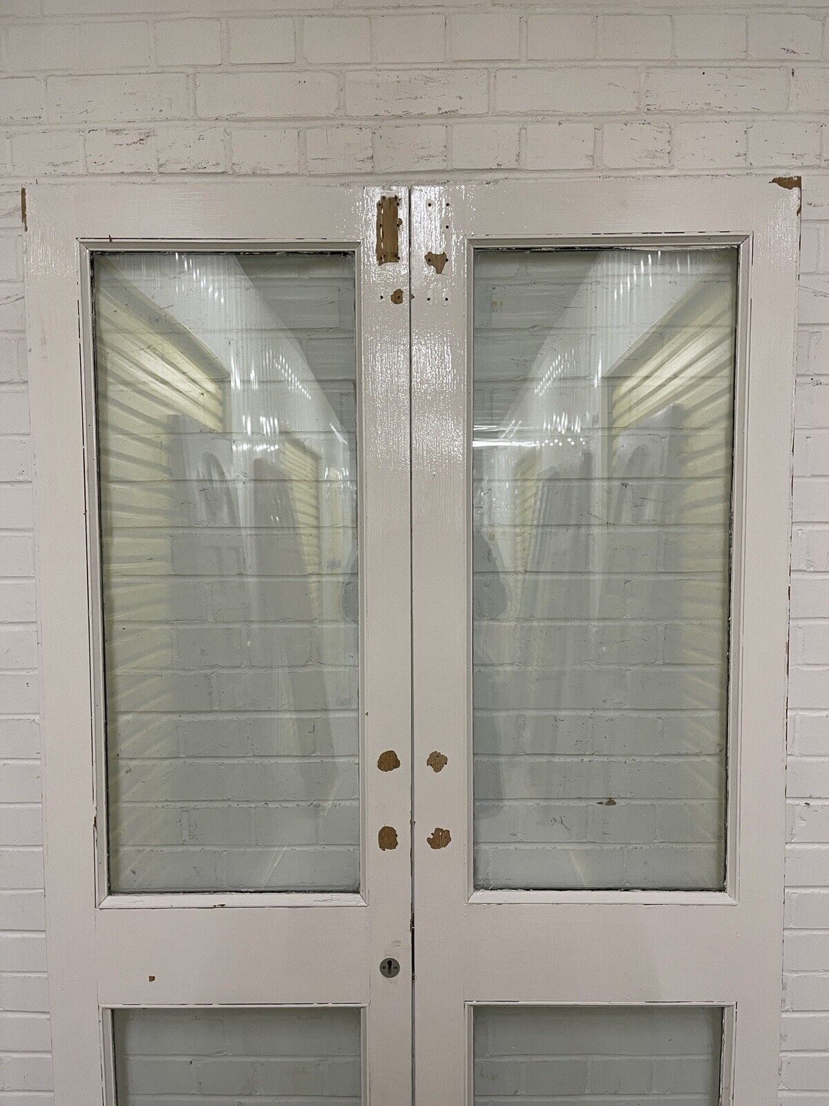 Reclaimed Old French Double Glazed Glass Wooden Double Doors 1978 x 1163mm
