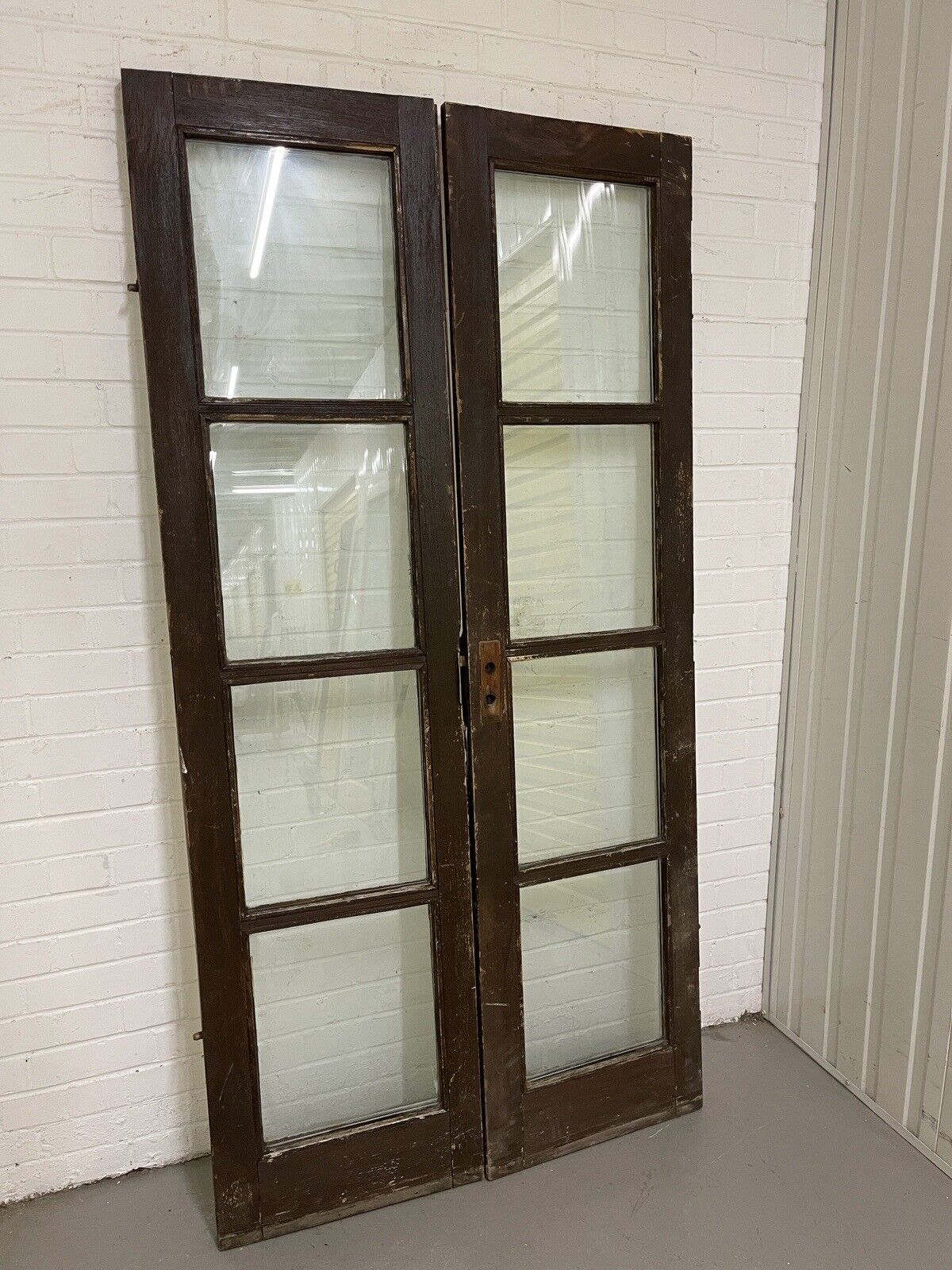 Reclaimed Old French Double Glazed Glass Wooden Double Doors 2015 x 1035mm