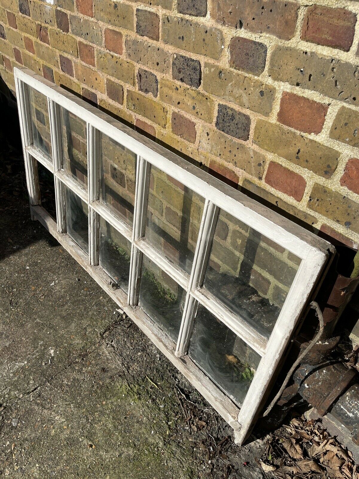 Large Reclaimed Old Georgian 10 Panel Wooden Sash Window