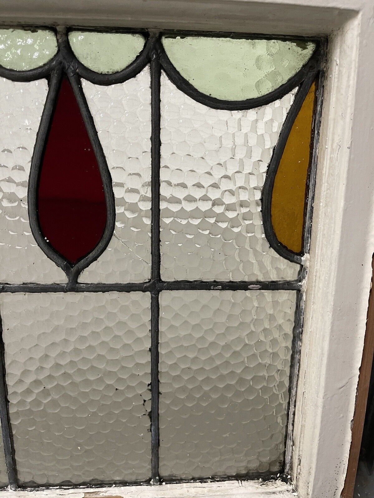 Reclaimed Leaded Light Stained Glass Window Panel 430 x 455mm