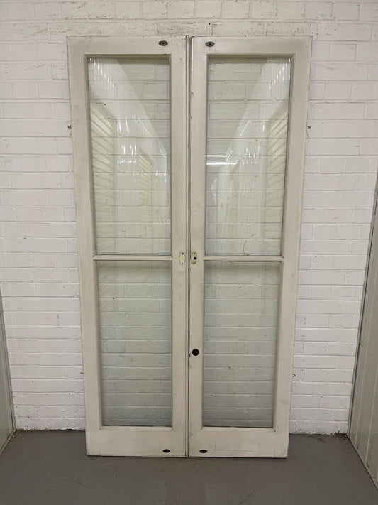 Reclaimed  French Toughened Single Panel Glass Wooden Double Door 1925 x 1004mm