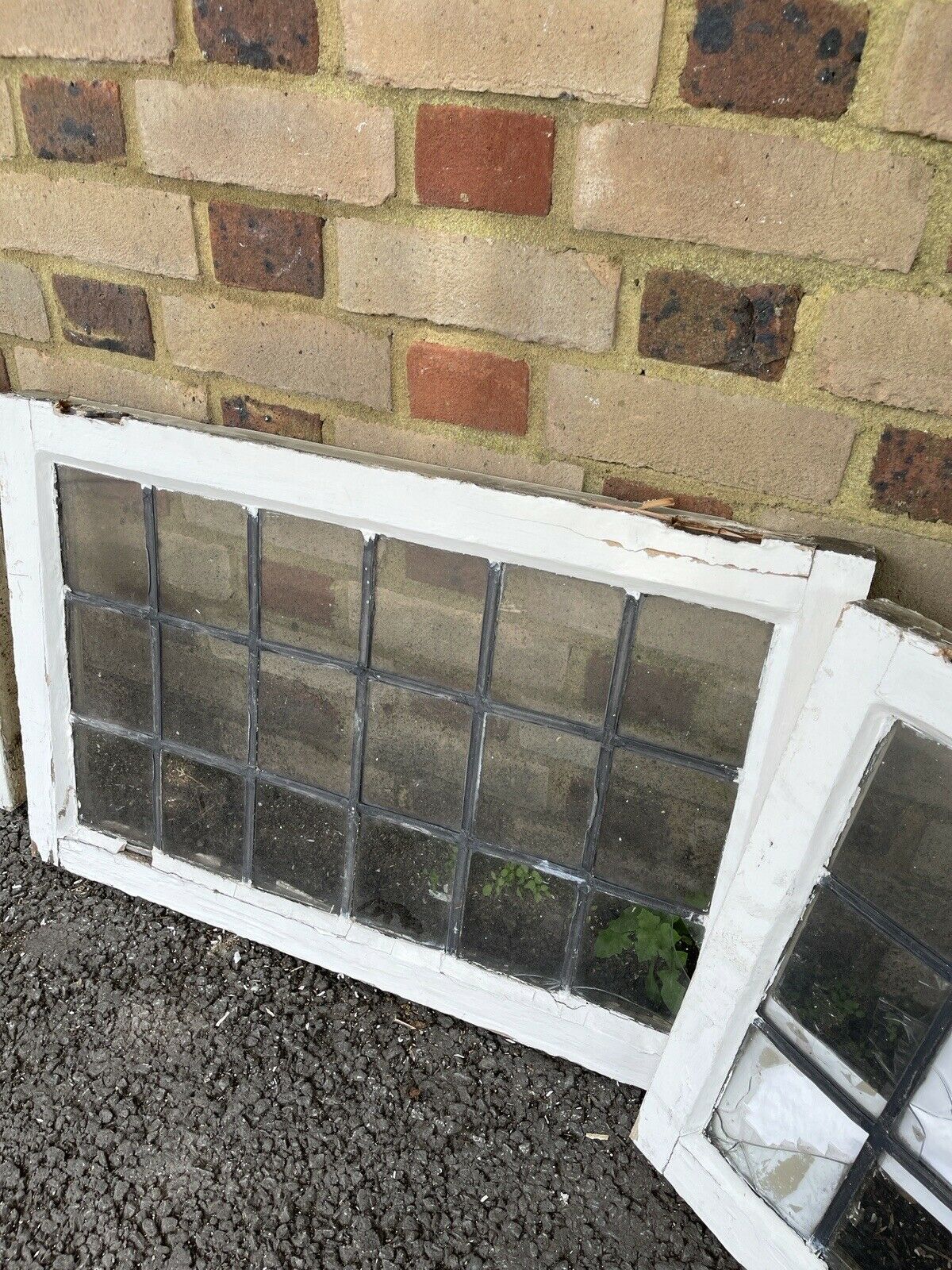 Job Lot Of 6 Reclaimed Leaded Light Panel Wooden Window