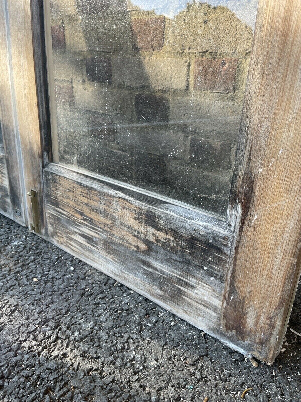 Reclaimed Old French Single Panel Glass Wooden Double Doors 1980 x 1170mm