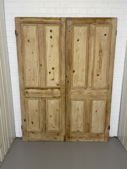 Original Vintage Reclaimed French Pine Internal 4 panel Double Doors 1952 x 1457