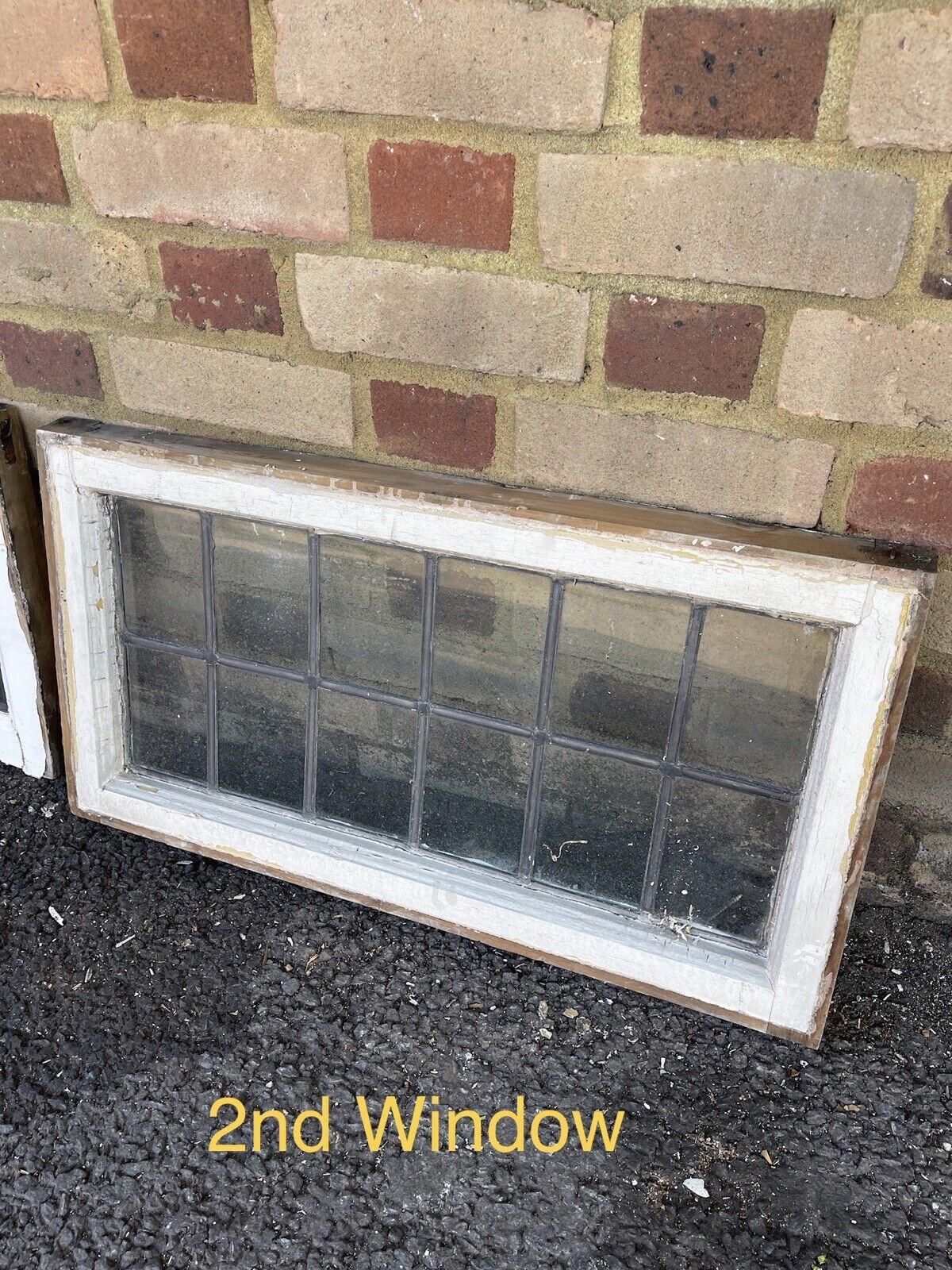 Pair Of Reclaimed Leaded Light Panel Wooden Windows