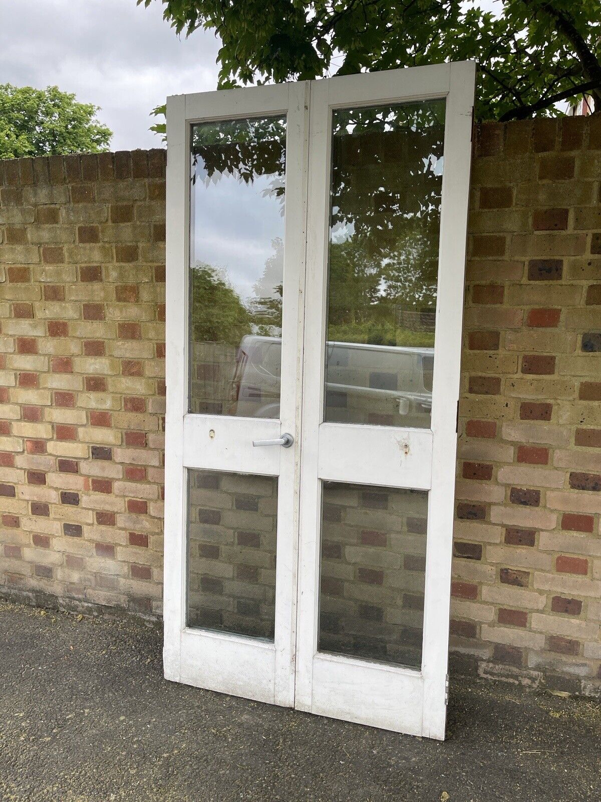 Reclaimed Old French Double Glazed Glass Wooden Double Doors 2190 x 1075mm