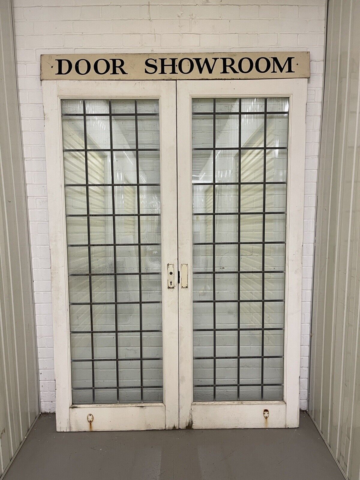 Reclaimed French Double Glazed Leaded Glass Wooden Double Doors 2122 x 1525mm