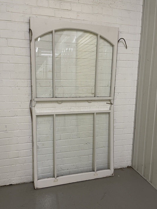Pair Of Reclaimed Edwardian Arch Wooden Panel Sash Window 938x863 940x878